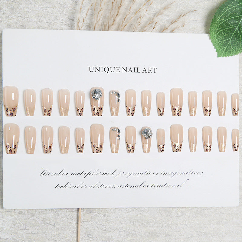 Artificial nail set with glitter and leopard design Acalora