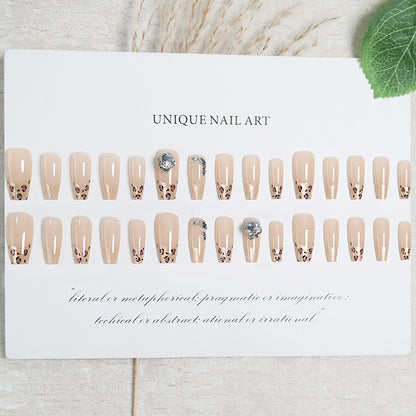 Artificial nail set with glitter and leopard design Acalora