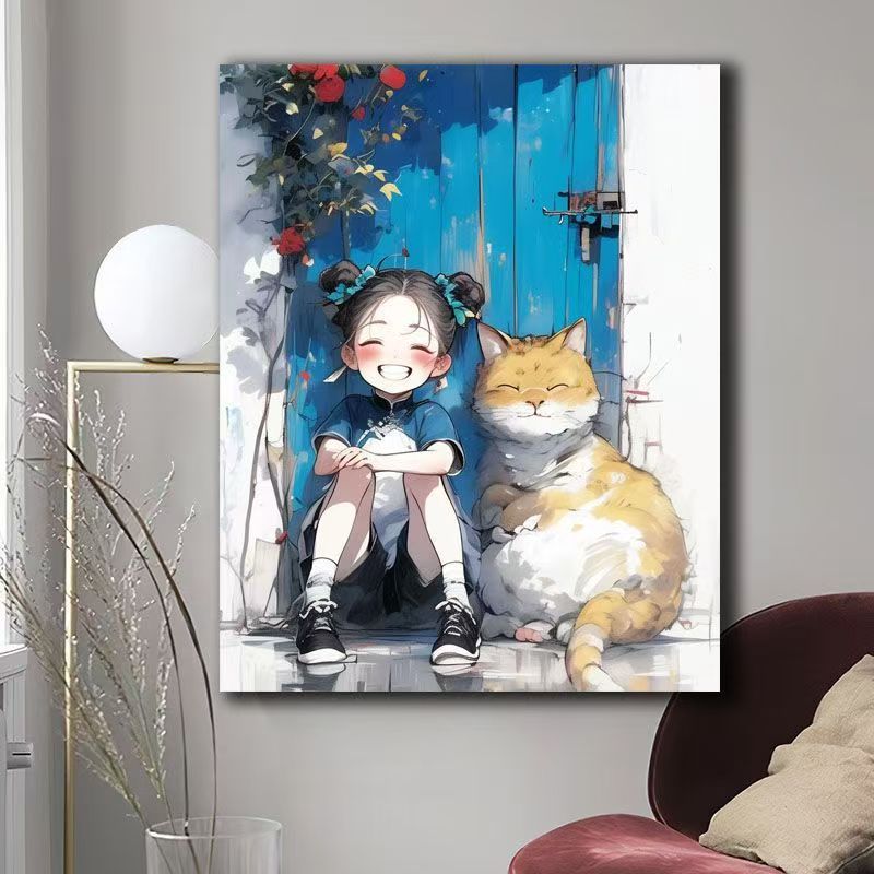 Illustrated Cat-Themed Wall Art