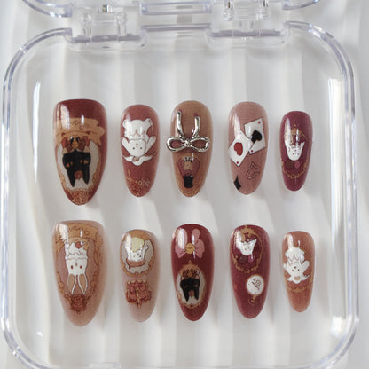 Whimsical Character-Themed Press-On Nail Art Acalora
