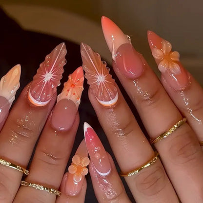 Exquisite Floral Press-On Nail Art Acalora