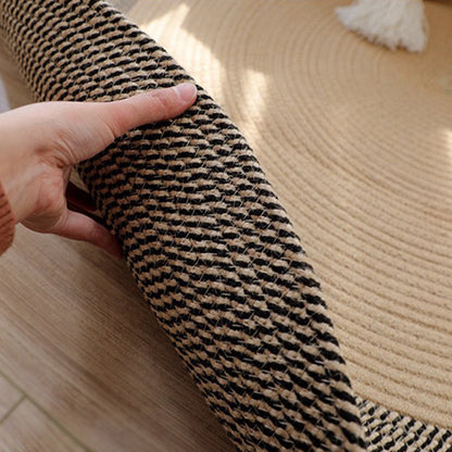 Rustic Round Rug with Fringes Acalora