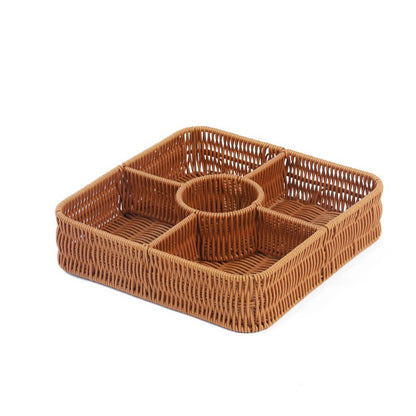 Multi-Compartment Woven Storage Basket Acalora