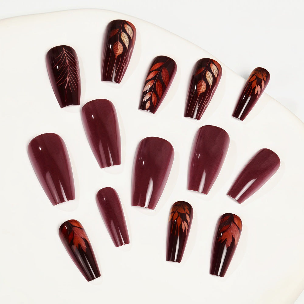 Premium Artificial Nails with Botanical Motif Acalora
