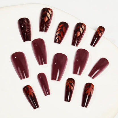 Premium Artificial Nails with Botanical Motif Acalora