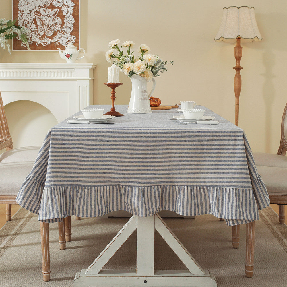 Flirty Striped Tablecloth with Ruffled Hem