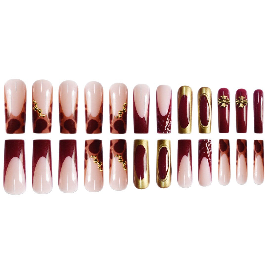 Artistic Long Press-On Nails with Elegant Accents Acalora