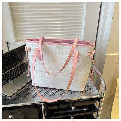 Quilted Pattern Handheld Tote Bag Acalora