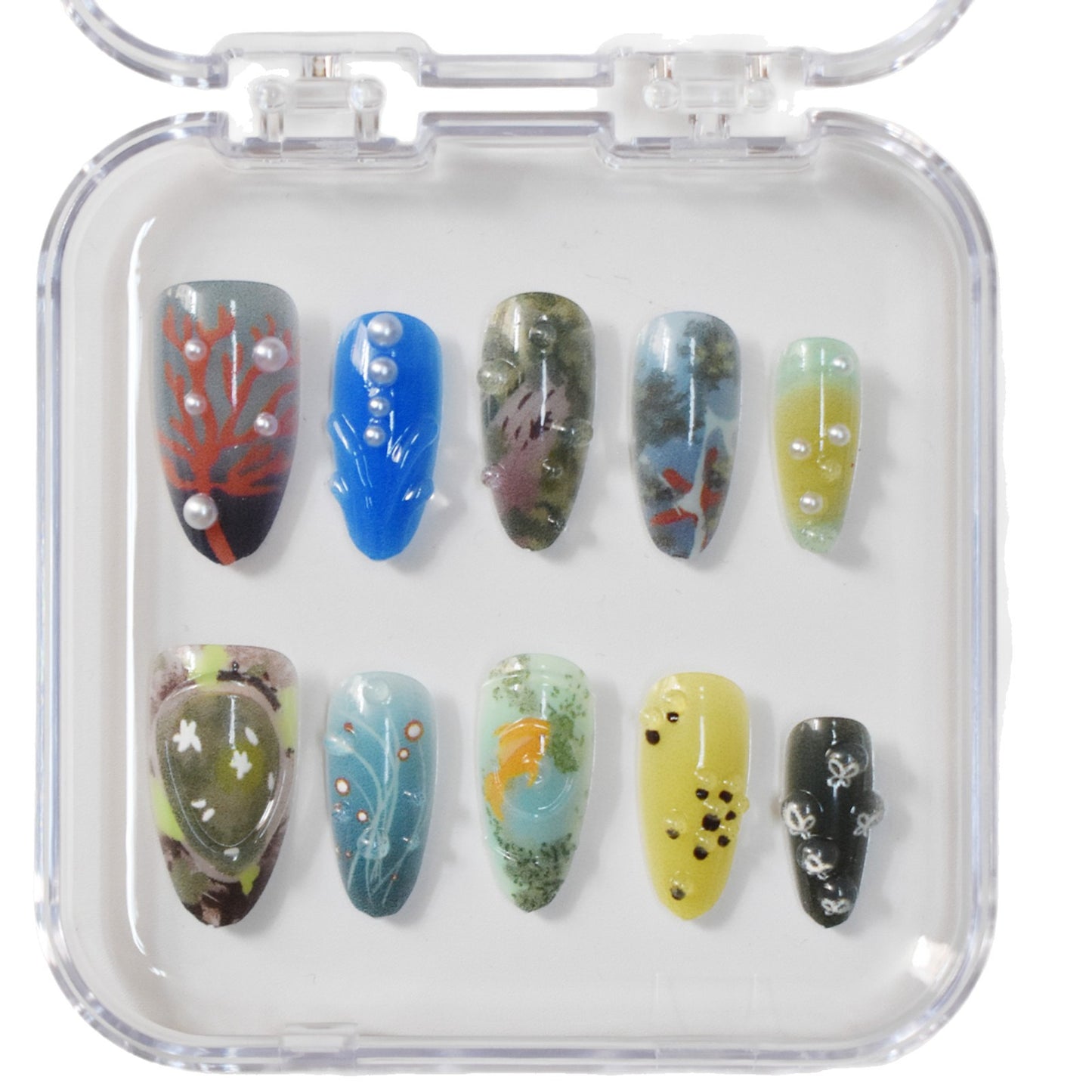 Artistic Ocean-Inspired Press-On Nails Acalora