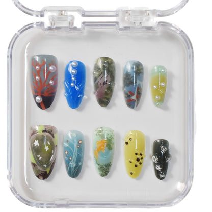 Artistic Ocean-Inspired Press-On Nails Acalora