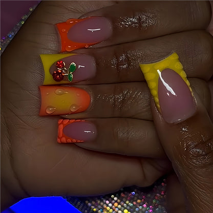 Creative Gel Press-On Nail Set with Fruit Accents Acalora