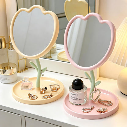 Floral-Themed Tabletop Vanity Mirror