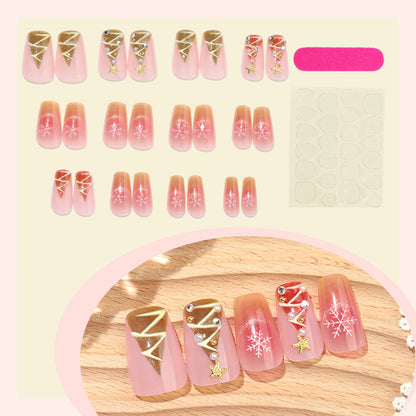 Holiday-Themed Press-On Nail Set with Beautiful Decorative Embellishments Acalora