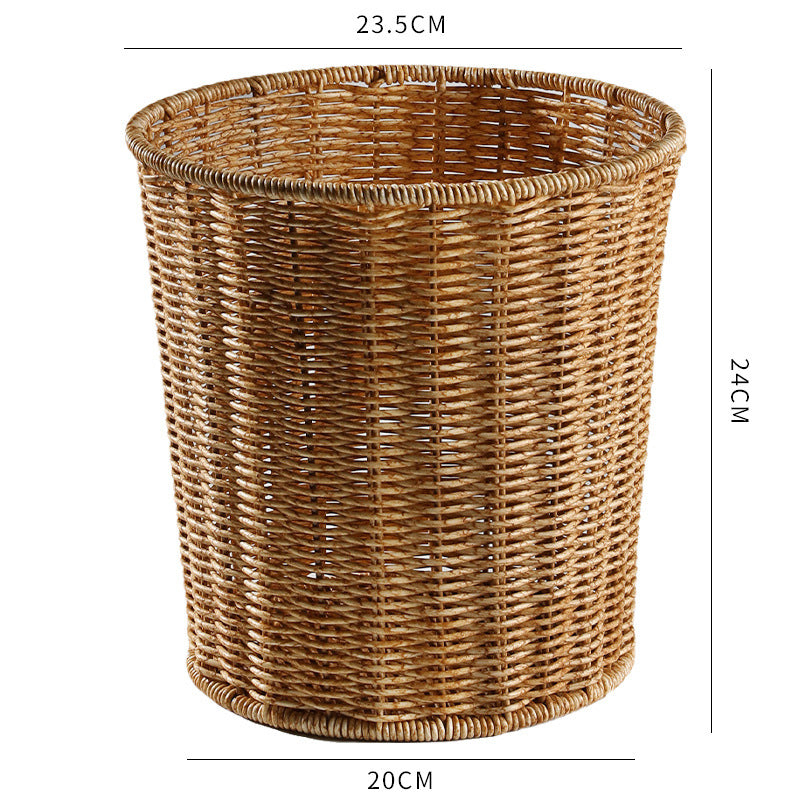 Handwoven Round Wicker Waste Basket Bowlift