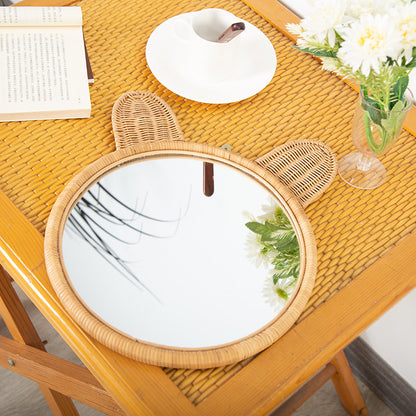 Round Wall Mirror with Rattan Design Acalora