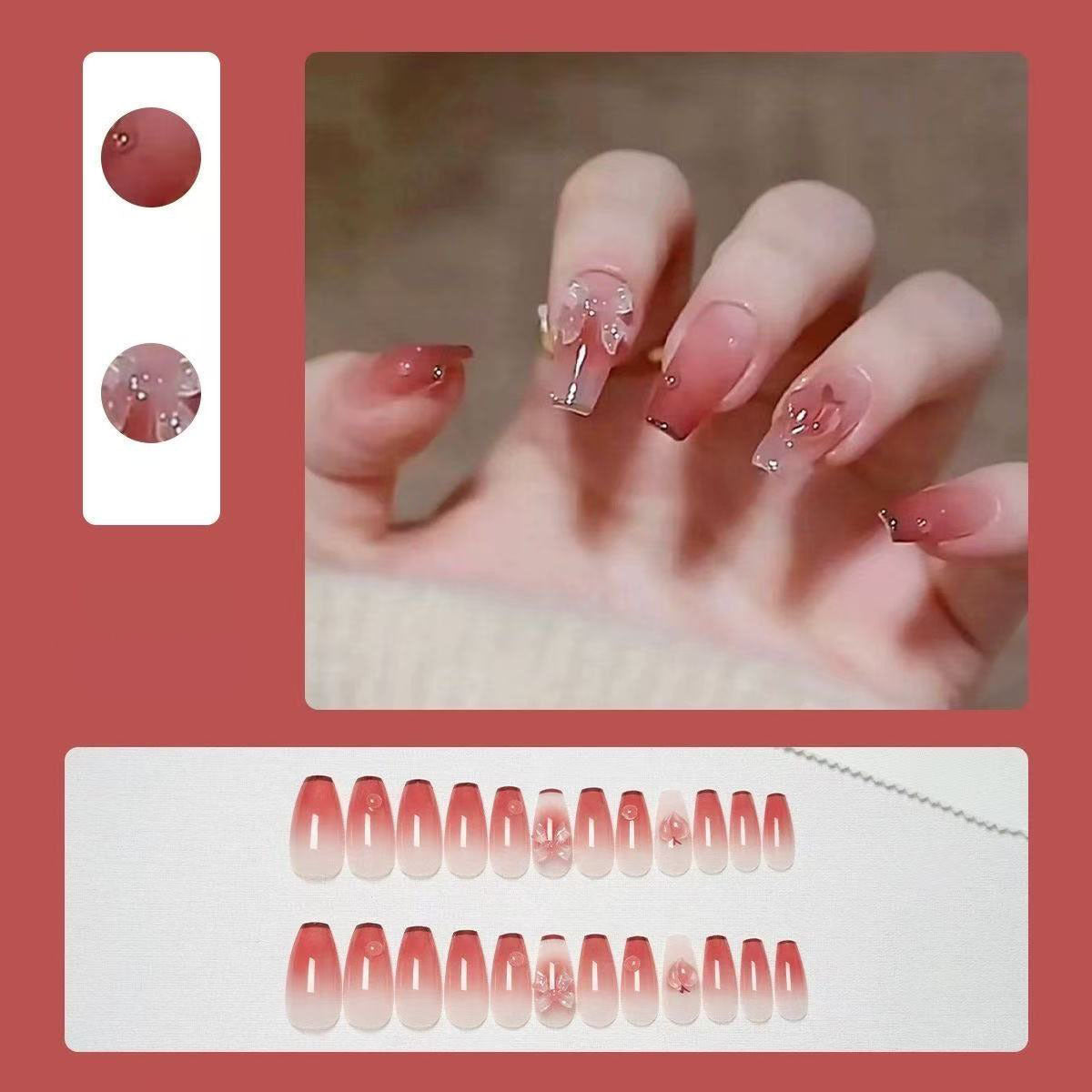 Artificial nails with floral design and glitter accents Acalora