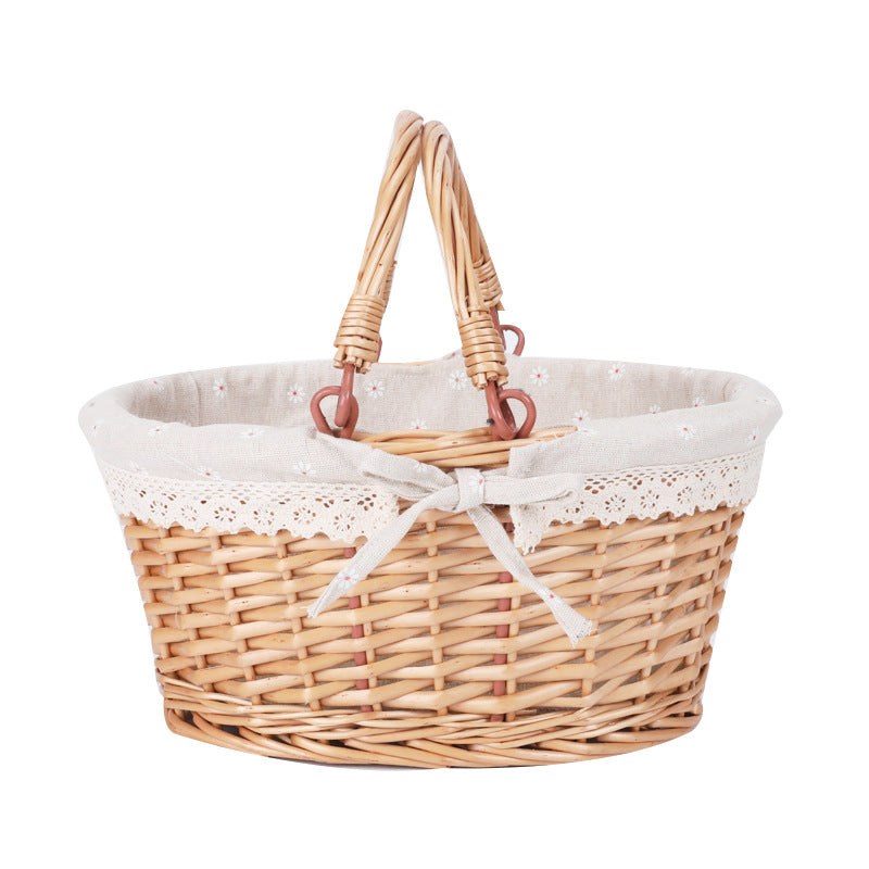Ladies willow basket with removable fabric lining and practical carrying handle Bowlift