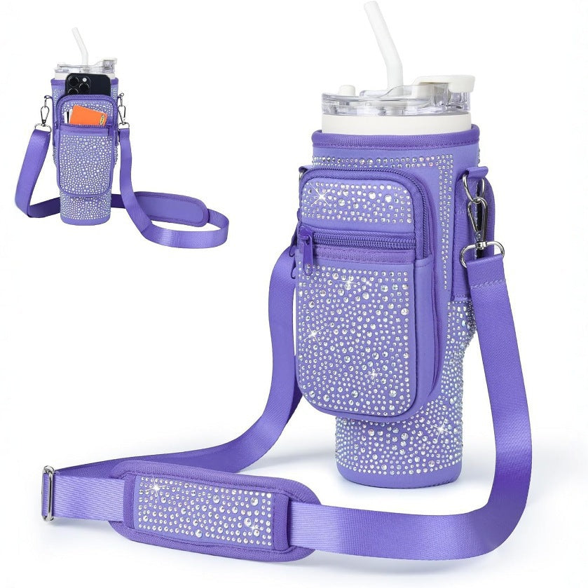 Ladies trendy and sparkling drinking bottle with shoulder bag Bowlift