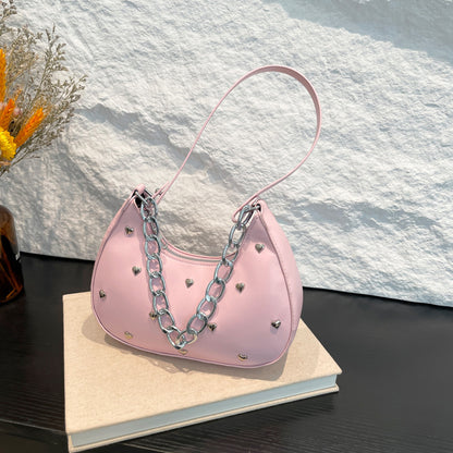 Chic Heart-Embellished Shoulder Bag Acalora