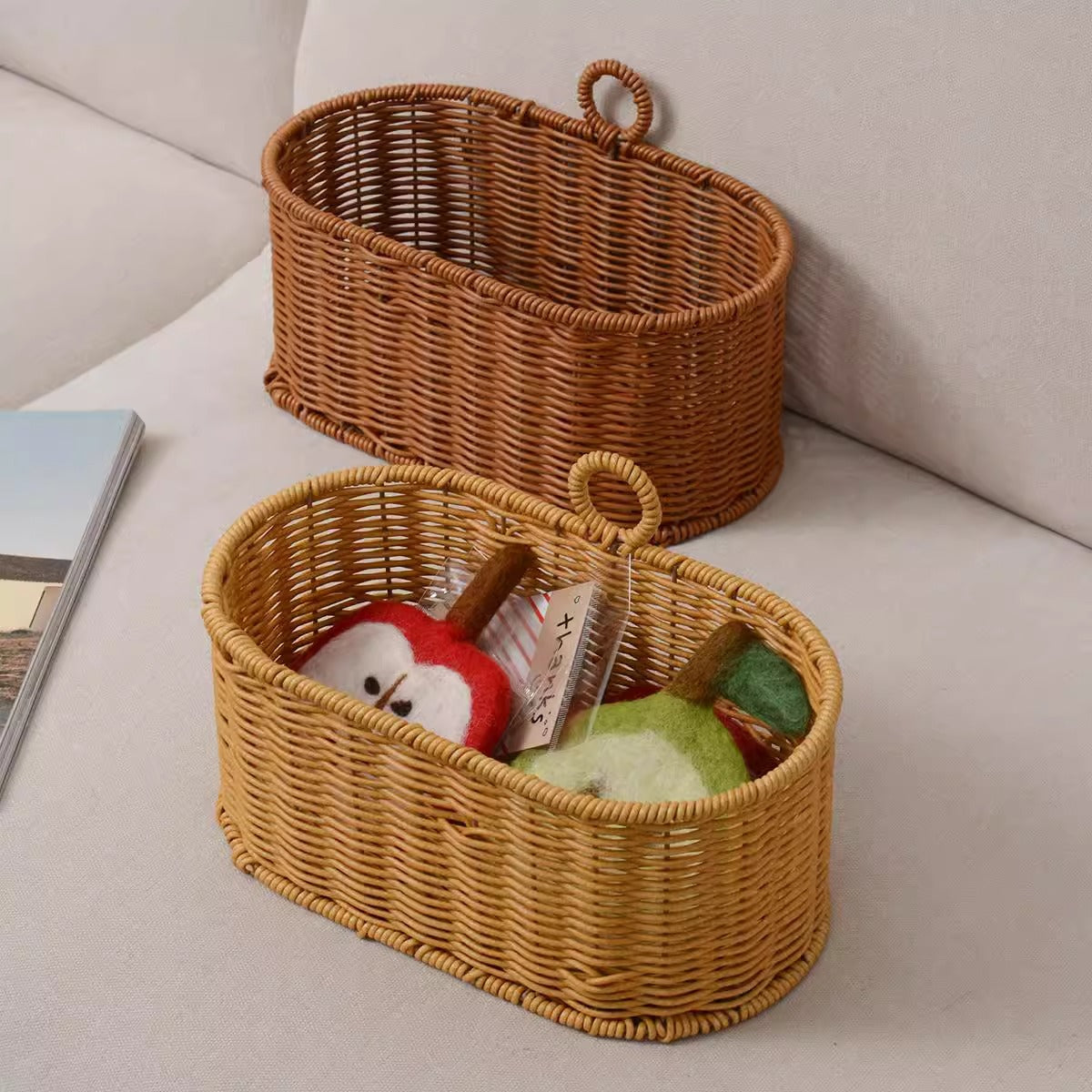 Handwoven willow basket with animal motif Acalora