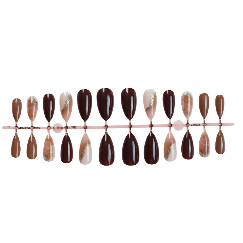 Press-On Nail Art Set with Elegant Marble and Glitter Accents Acalora