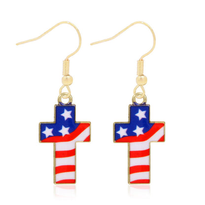 Women's lightweight star earrings with enamel flag design and fishhook Kalsten