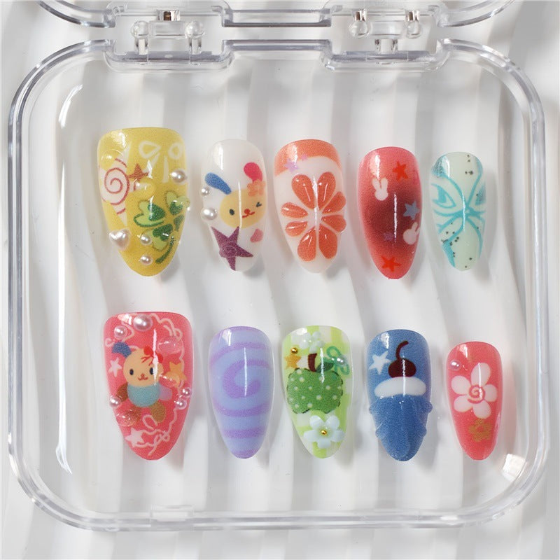 Artistic Cartoon-Themed Press-On Nail Art Set Acalora