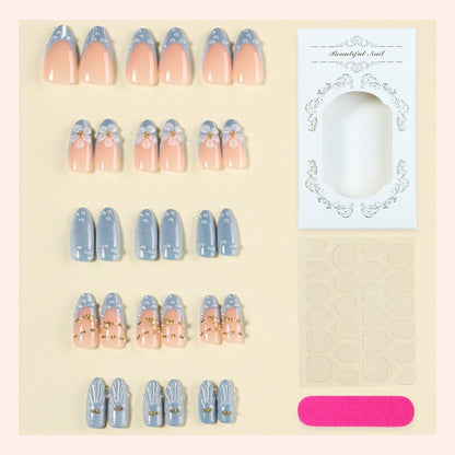 Decorative Press-On Nail Art Set with Gem Accents Acalora