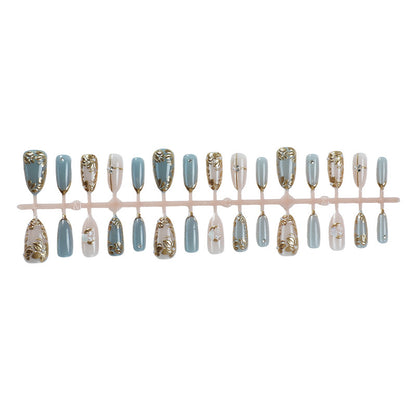 Decorative Press-On Nail Collection with Floral Accents Acalora