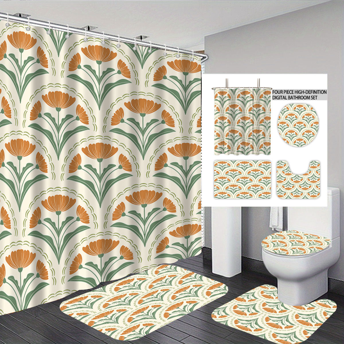 Bohemian-Themed Four-Piece Digital Bathroom Set