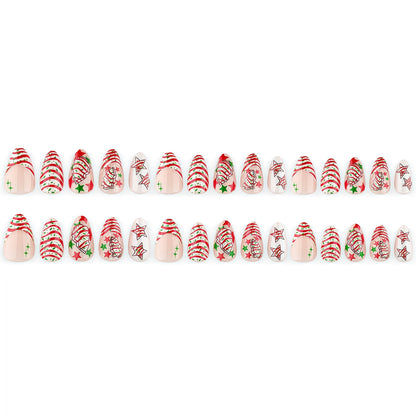 Artificial nails in festive Christmas design with colorful accents Acalora
