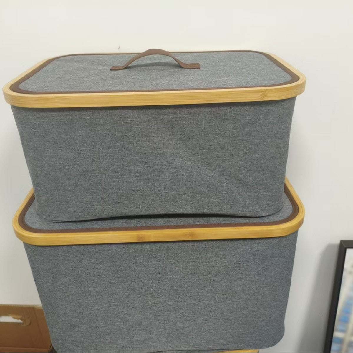 Storage boxes with elegant bamboo accents Acalora