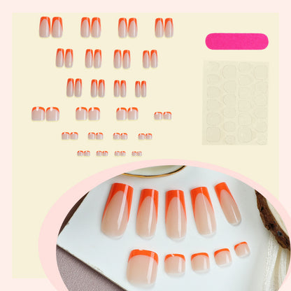 Decorative Press-On Nail Set with Geometric Design Acalora