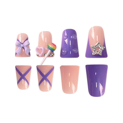 Playful Glittery Press-On Nail Art Set Acalora