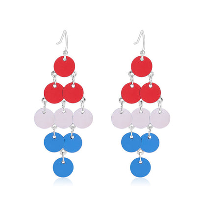 Women's lightweight star earrings with enamel flag design and fishhook Kalsten