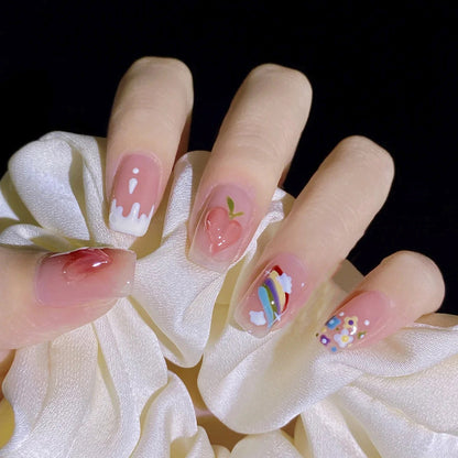 Creative nail art set with colorful fruit motifs and stylish designs Acalora