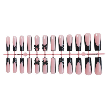 Decorative Press-On Nail Art Set with Elegant Bow Accents Acalora