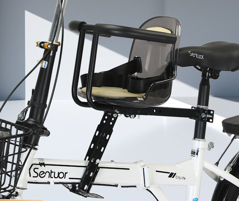 toddler front bicycle seat with adjustable universal mounting bracket and padded safety harness Bowlift