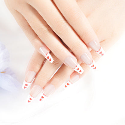 Romantic Heart-Themed Press-On Nail Set Acalora