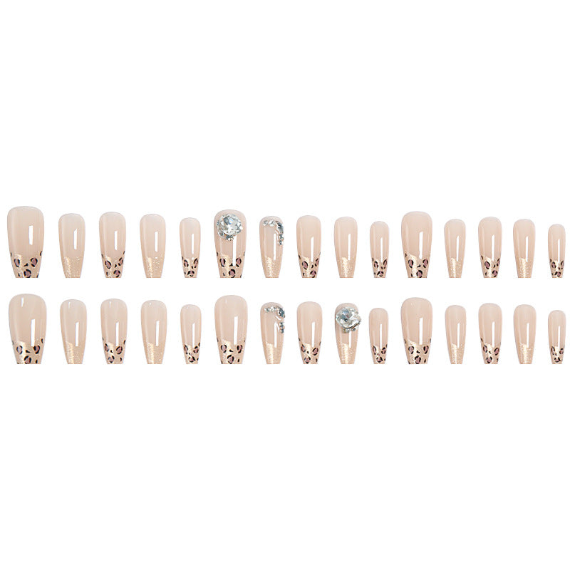 Artificial nail set with glitter and leopard design Acalora