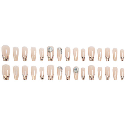 Artificial nail set with glitter and leopard design Acalora