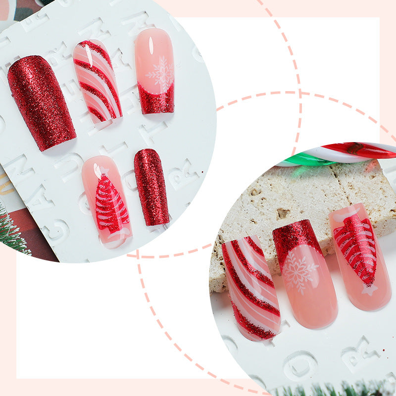 Festive Glittery Press-On Nail Set Acalora