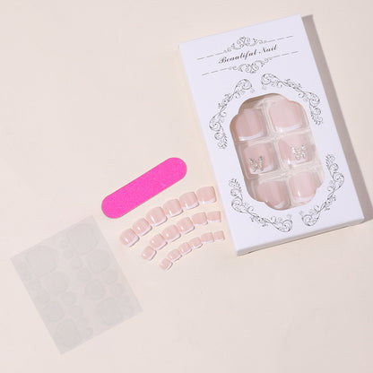 Elegant Decorative Press-On Nail Set with Butterfly Accents Acalora