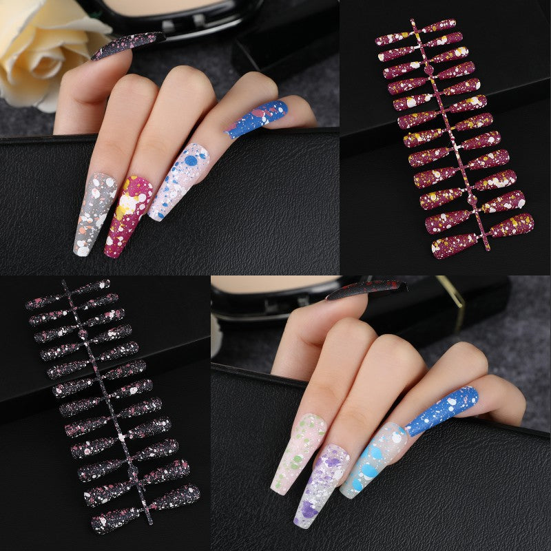 Artistic splatter design artificial nails Acalora