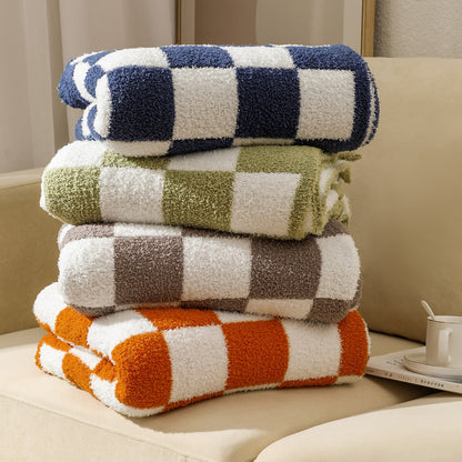 Unisex Cozy Checkerboard Fleece Blanket
