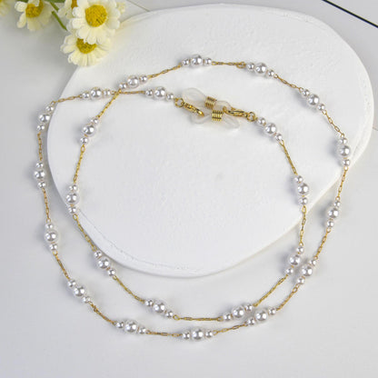 Elegant Pearl Beaded Eyewear Chain Acalora