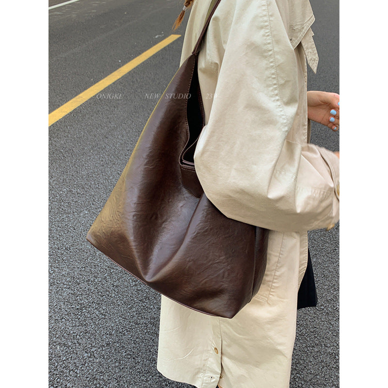 Sleek Soft Leather Hobo Bag Acalora