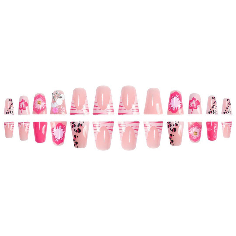 Floral-Decorated Press-On Nail Set Acalora