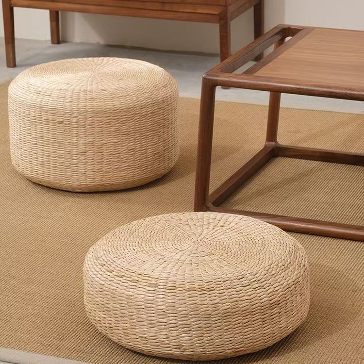 Handcrafted Natural Fiber Pouf Acalora