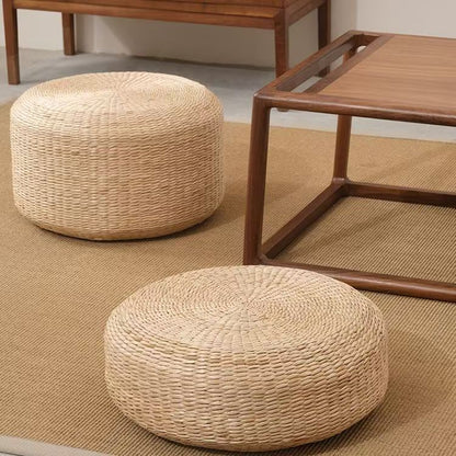 Handcrafted Natural Fiber Pouf Acalora